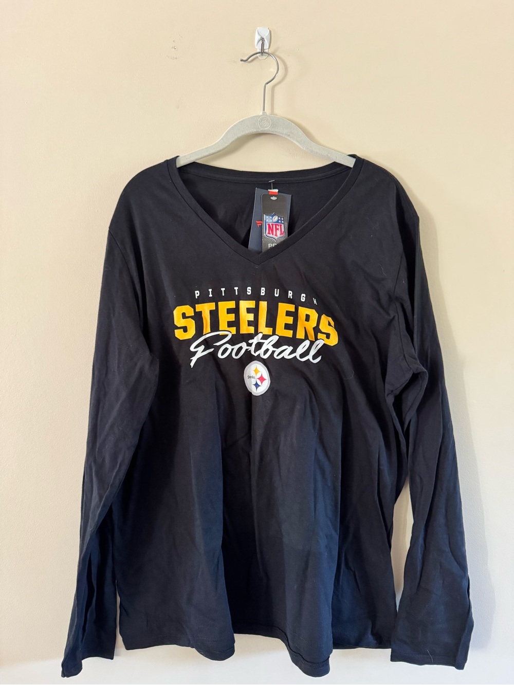 Fanatics Pittsburgh Steelers Black & Yellow Long Sleeve V-Neck Tee